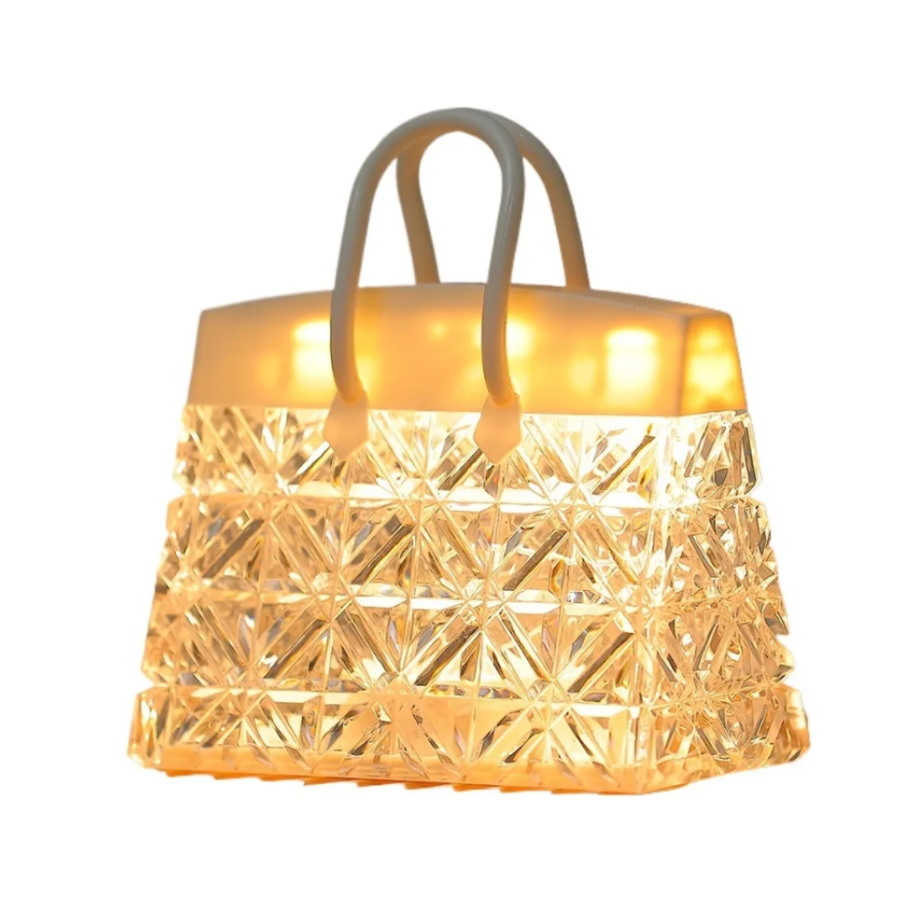 Crystal Handbag LED Night Light – Mini Decorative Mood Lamp for Bedroom, Shelves & Gifts (6.5 x 11.5 x 13.5cm)