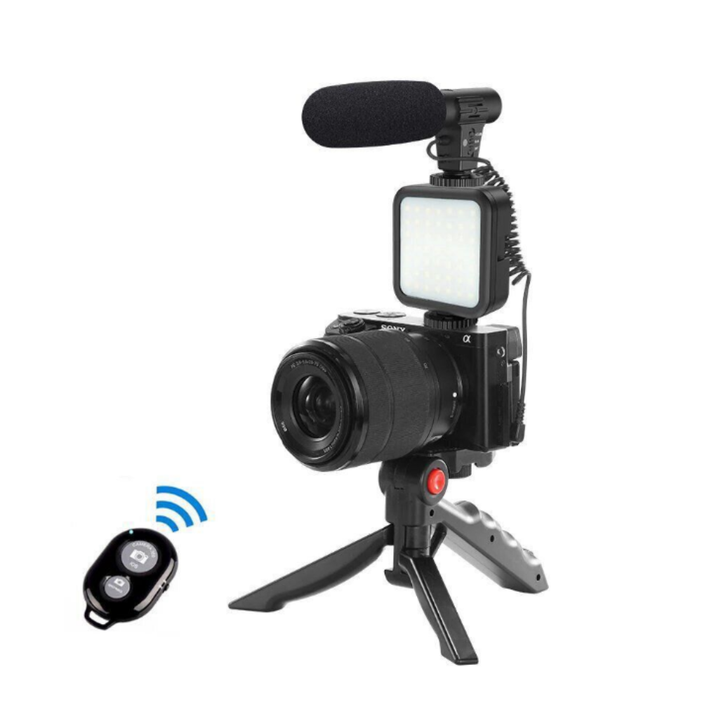 Complete Video-Making Kit - LED Light, Microphone, Tripod & Remote for Smartphones