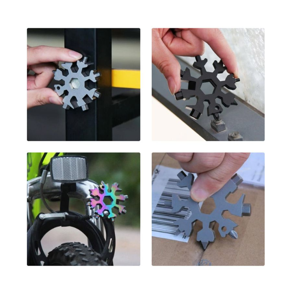 3-Pack 18-in-1 Snowflake Multi-tool Set - Stainless Steel Screwdriver & Wrench