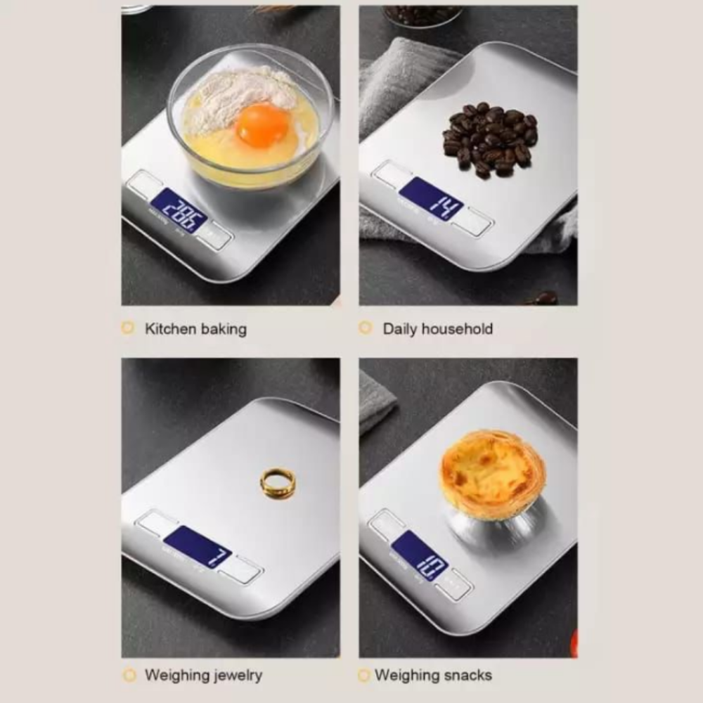 5kg Stainless Steel Digital Kitchen Food Scale - High Precision with Large LCD Display