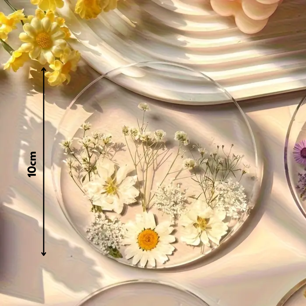 4-Piece Acrylic Wildflower Coaster Set – Floral Print