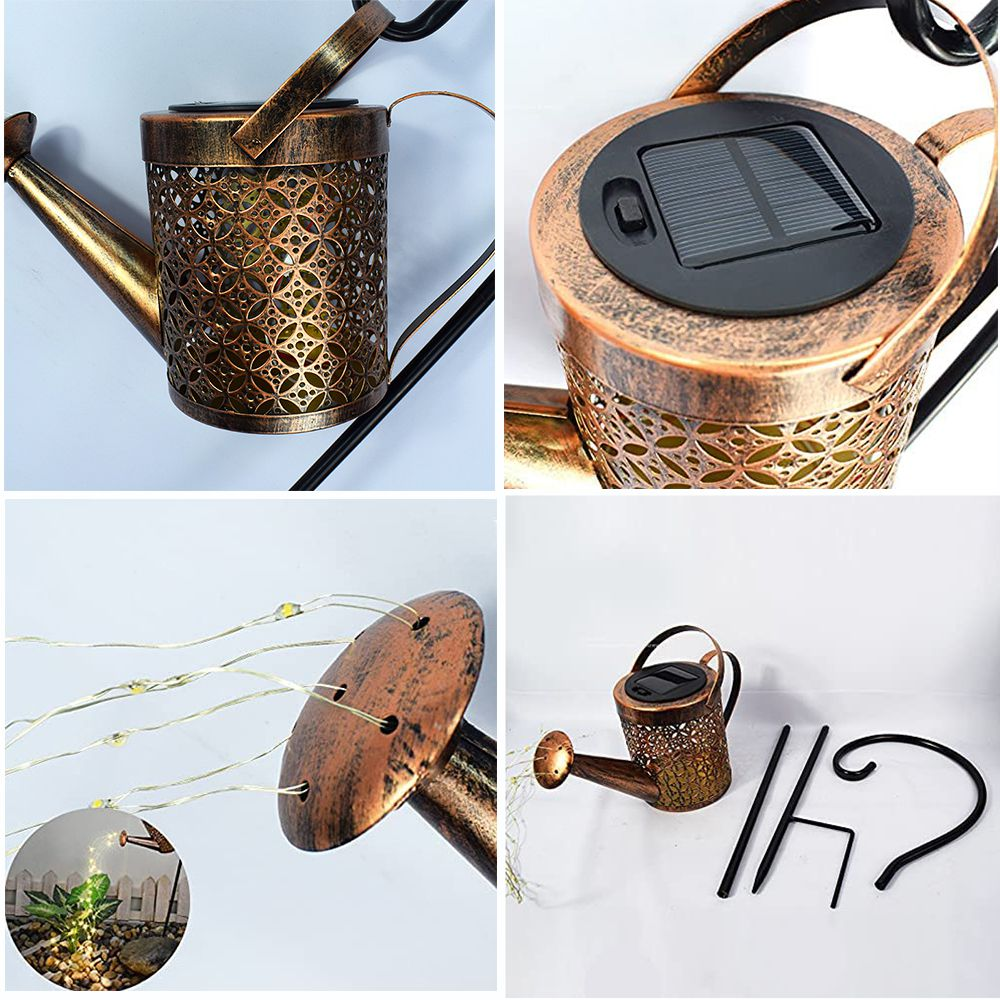 Solar Powered Watering Can Decorative Light - Garden Lantern with Cascading LED Lights DealRush