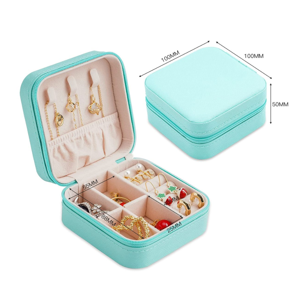 Mini Jewelry Box - Premium PU Leather Travel Organizer with Flannel Lining