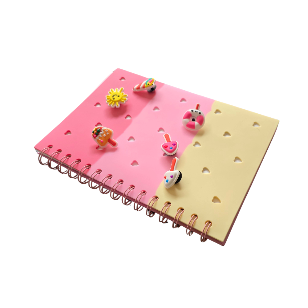 A5 Silicone Cover Notebook - Spiral Bound with Decorative Charm