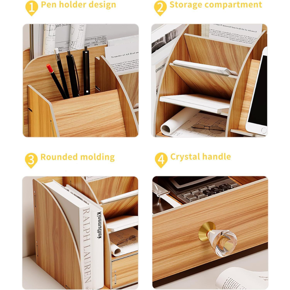 Multi-Functional Wooden Desktop Organizer