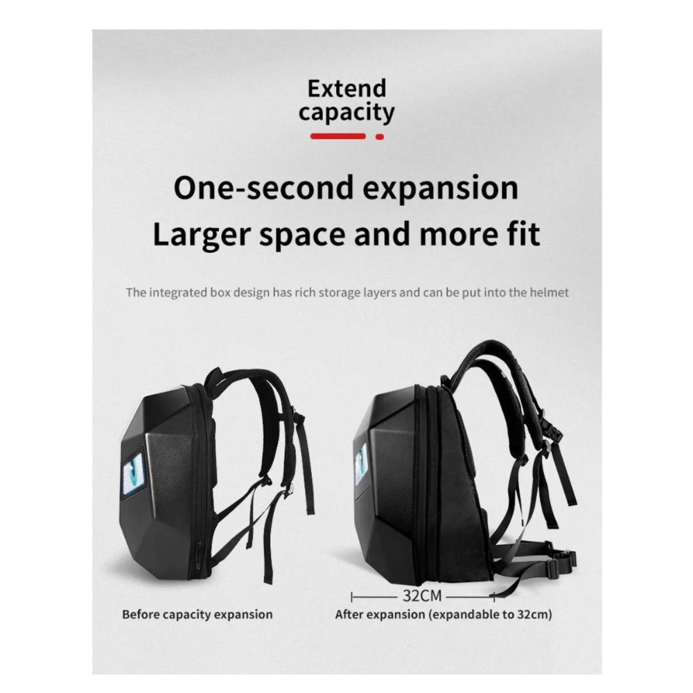 LED Rider Backpack - 3D Hard Shell with Dynamic LED Display & Bluetooth Control