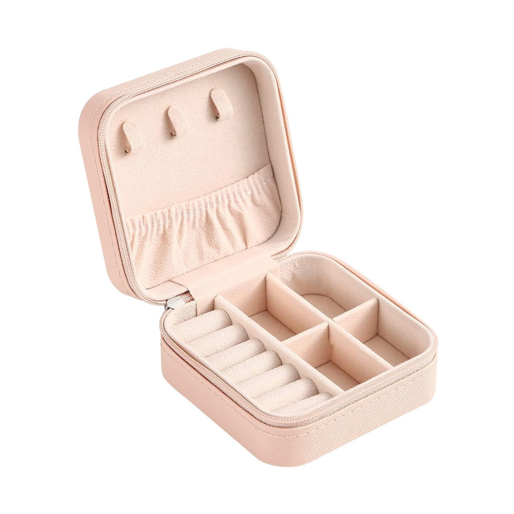 Mini Jewelry Box - Premium PU Leather Travel Organizer with Flannel Lining