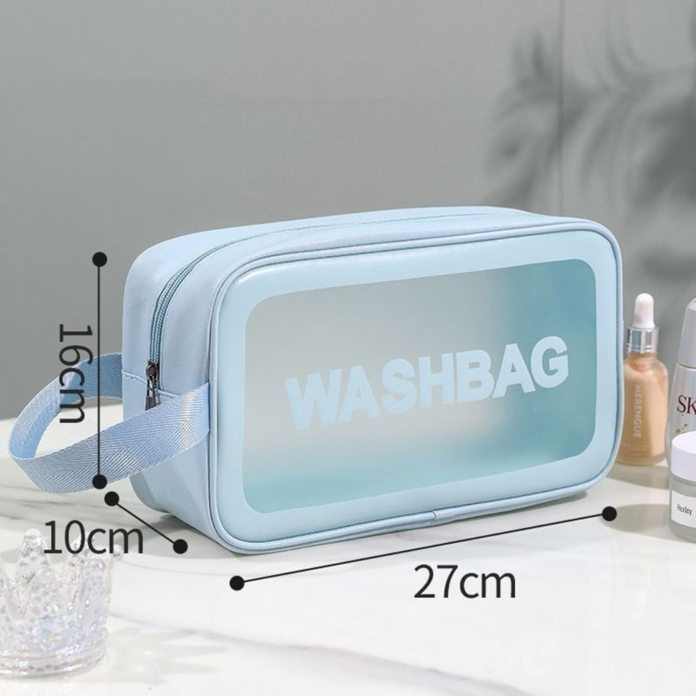 Travel Toiletry Makeup Bag - Small Waterproof PU Leather with Hanging Hook