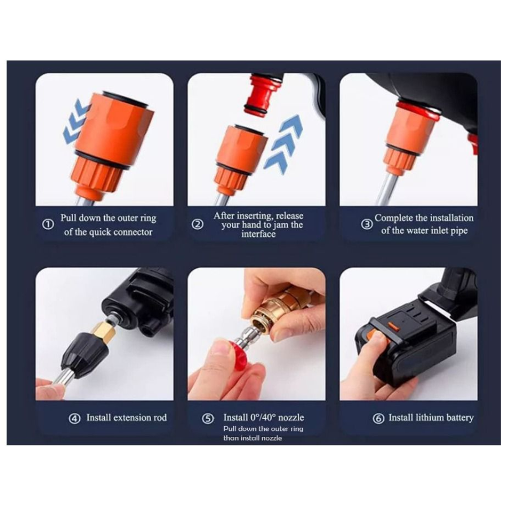 Cordless High-Pressure Power Washer - Portable Water Gun with 10,000mAh Battery