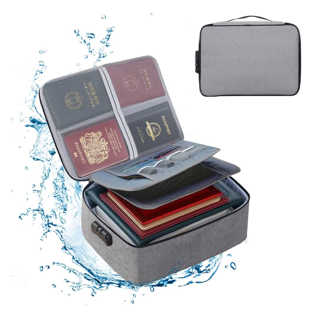 Waterproof Multi-Layer Lockable Document Storage Pouch - Travel Organizer with Code Lock