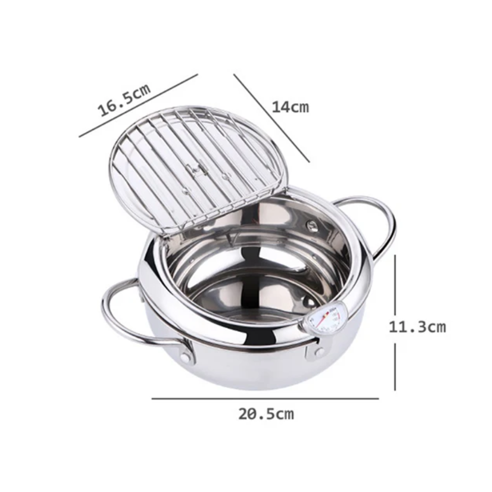 2.2L Stainless Steel Deep Frying Pot with Side Handles