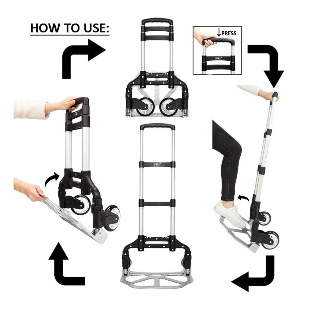 Foldable Heavy-Duty Aluminum Trolley – 70kg Load
