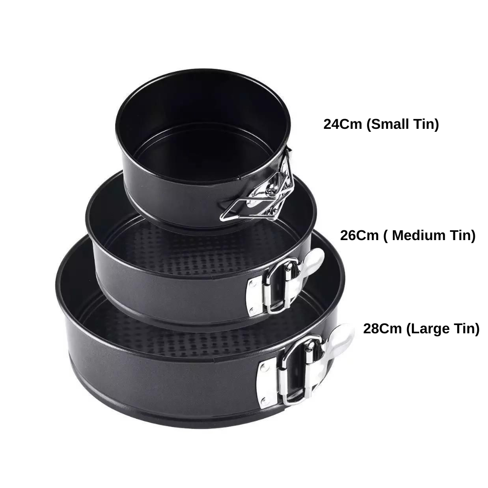 3 Set Round Cake Molds with Removable Bottom - Springform Pans 24cm, 26cm, 28cm