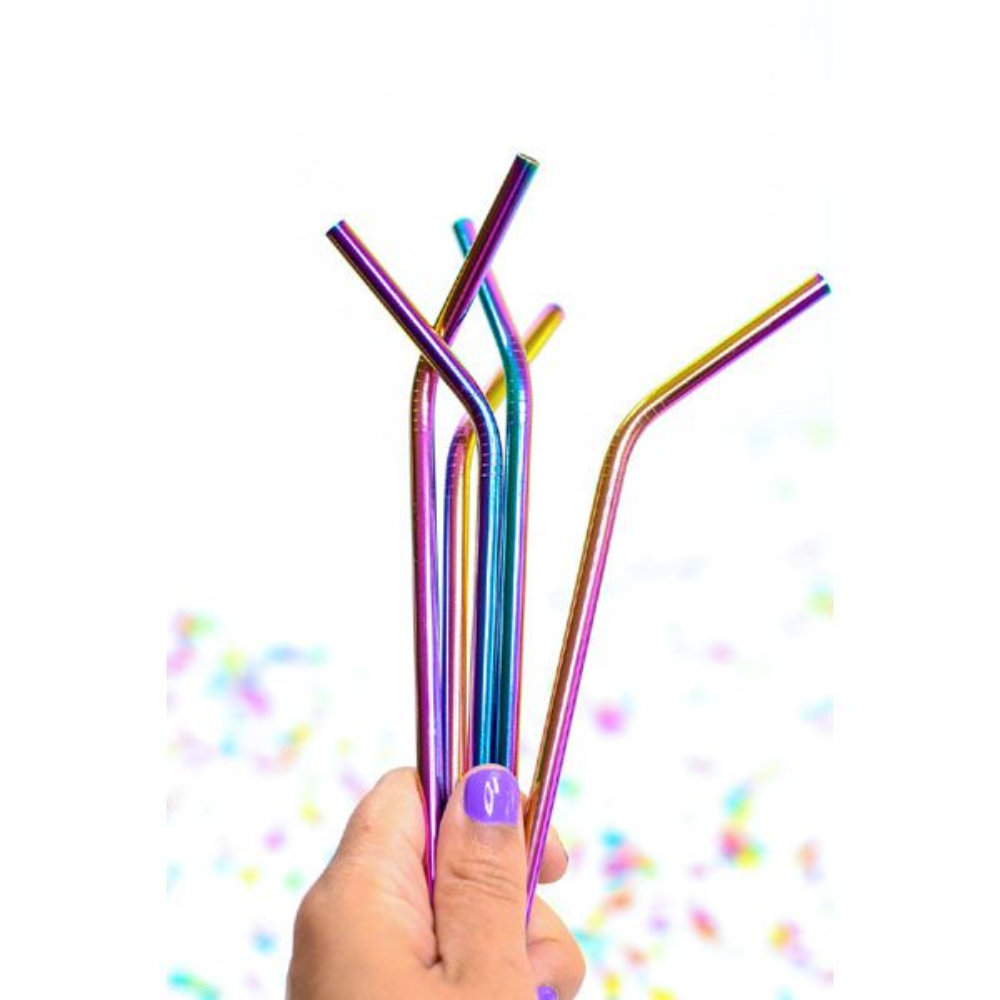 4-Piece Stainless Steel Straws Set - Eco-Friendly Reusable with Cleaning Brush