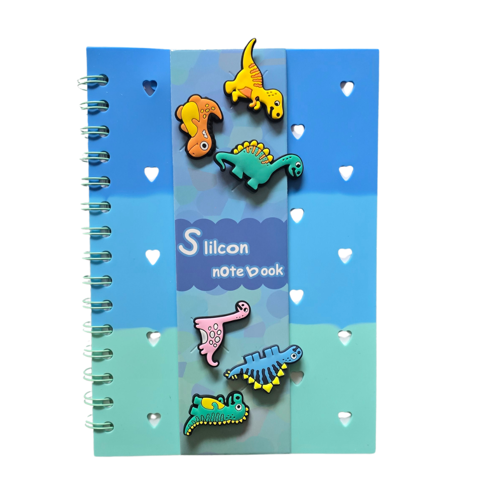 A5 Silicone Cover Notebook - Spiral Bound with Decorative Charm