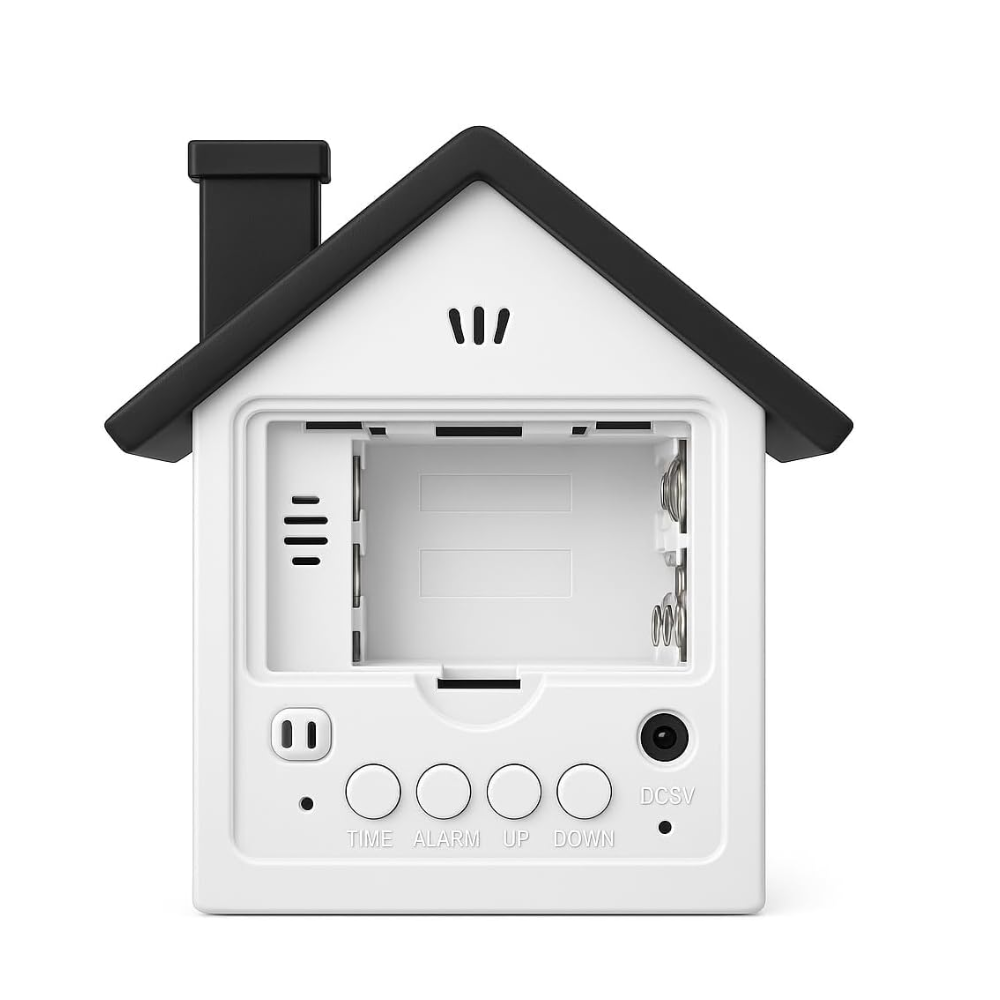 House-Shaped Digital Alarm Clock - LCD Display with Date, Week, Temperature & Backlight