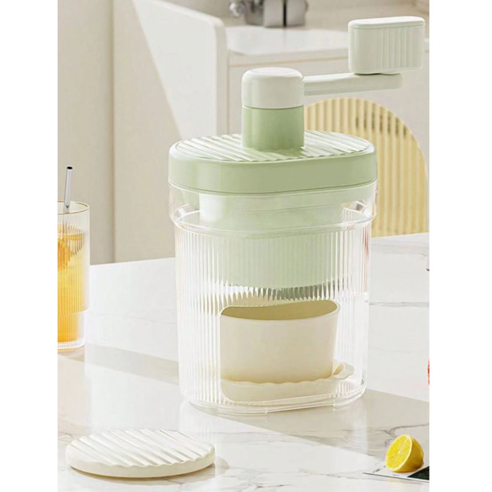 Manual Rotary Ice Crusher Machine - Effortless Shaved Ice Maker with Stainless Steel Blades