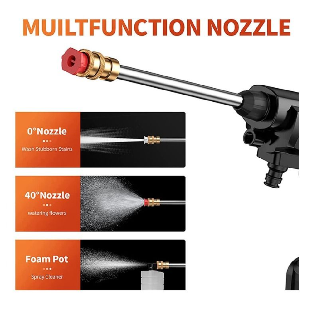 Cordless High-Pressure Power Washer - Portable Water Gun with 10,000mAh Battery