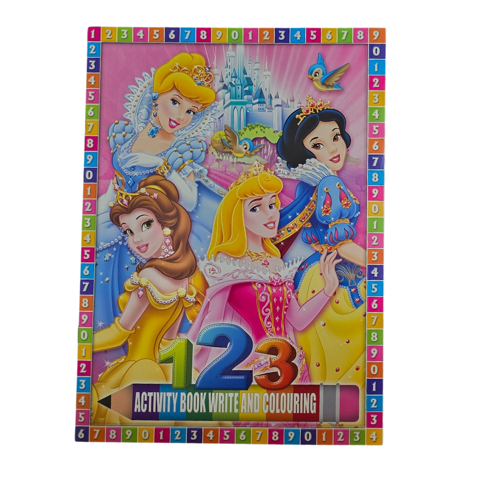Princess Activity Set - Writing & Colouring Books ABC + 123 (Set of 2)