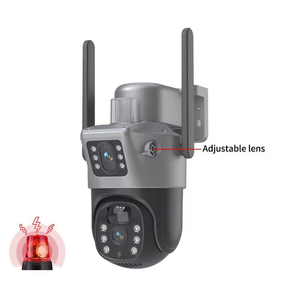 WiFi Solar Security Camera 4MP - Dual Lens 360° PTZ with Night Vision & Motion Detection