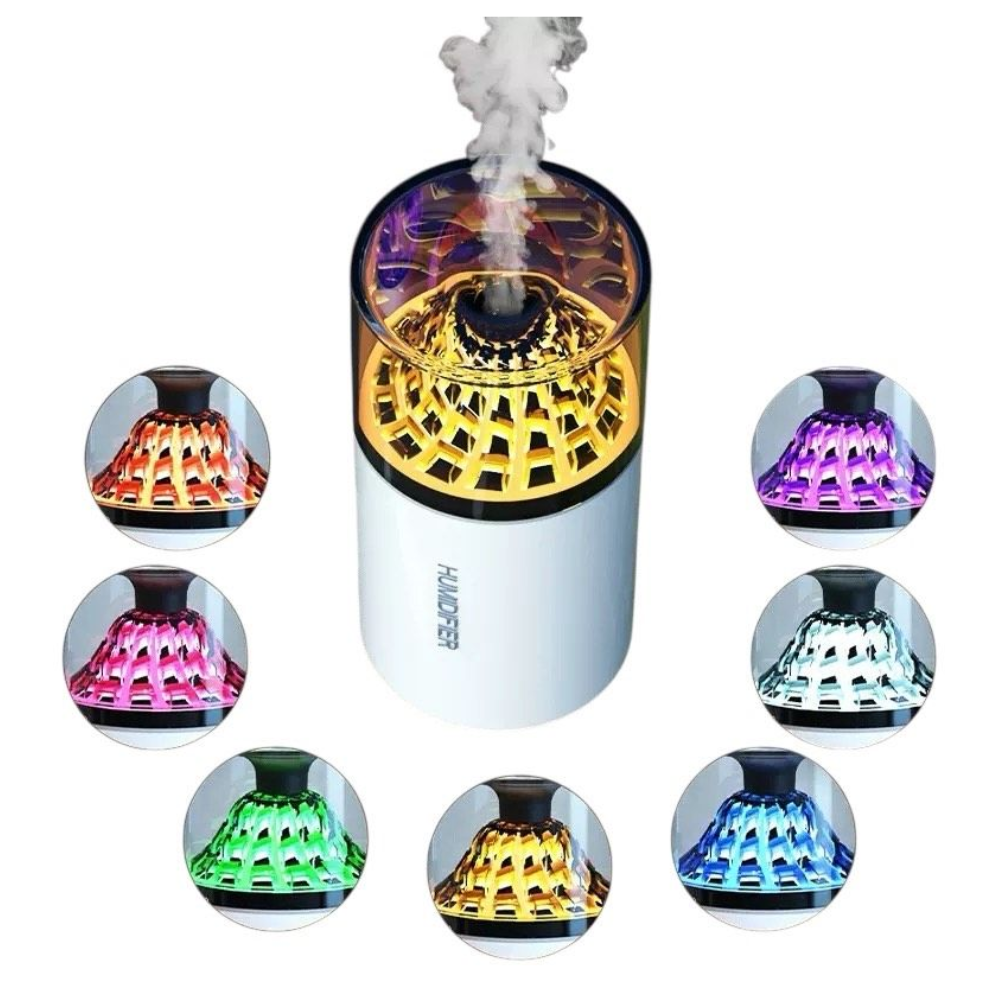 Portable Mini Volcano Humidifier - 400ml USB Desktop with Colorful LED Night Light