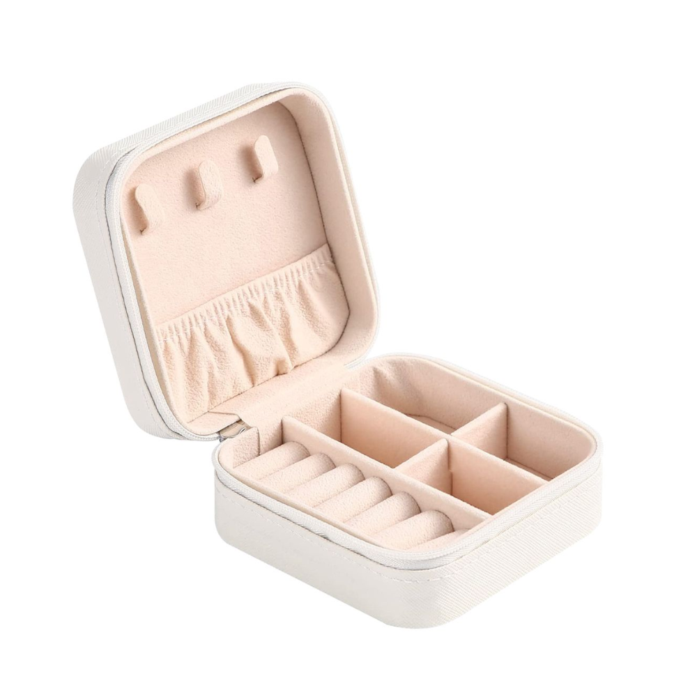 Mini Jewelry Box - Premium PU Leather Travel Organizer with Flannel Lining