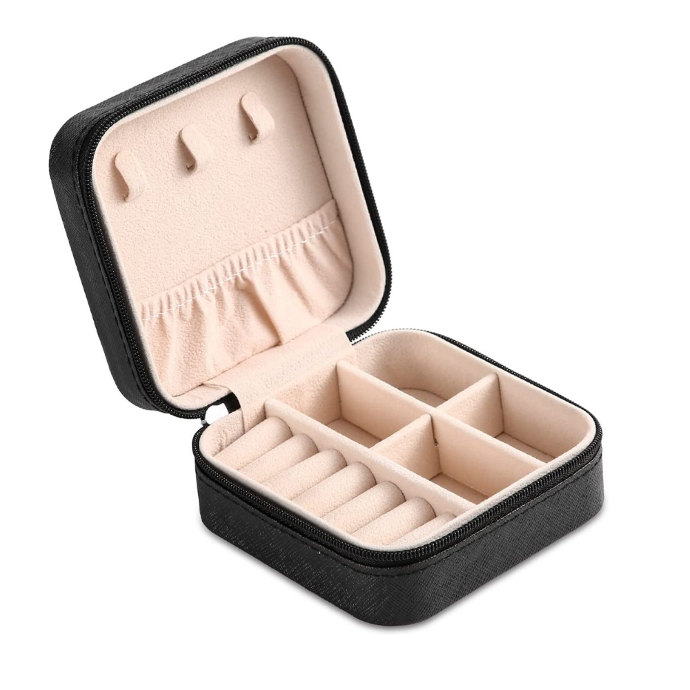 Mini Jewelry Box - Premium PU Leather Travel Organizer with Flannel Lining