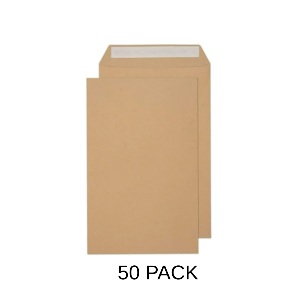 C5 Brown Envelope - 50 Pack Self Seal Plain 162x229mm