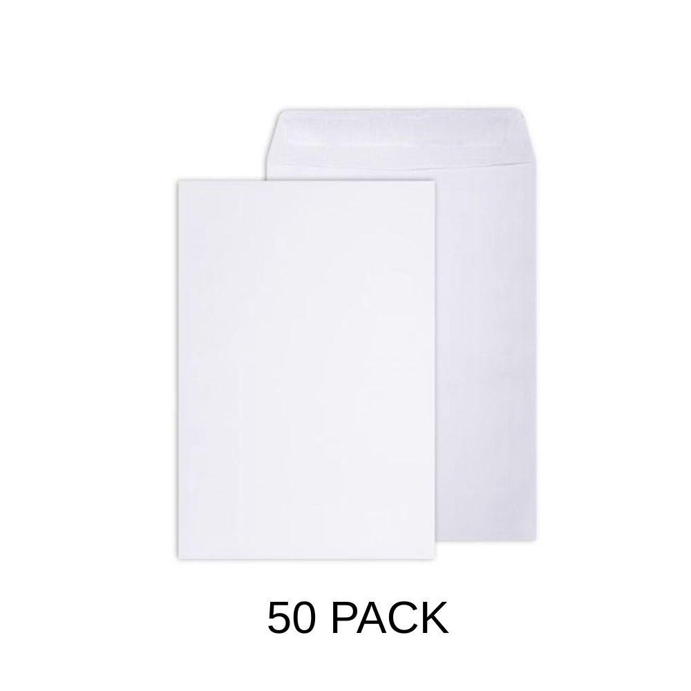 C5 White Envelope - 50 Pack Self Seal Plain 162x229mm