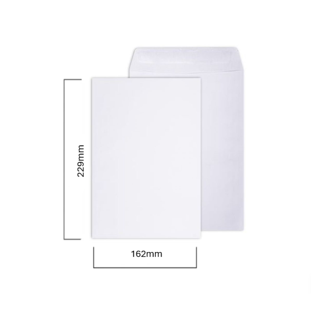 C5 White Envelope - 50 Pack Self Seal Plain 162x229mm