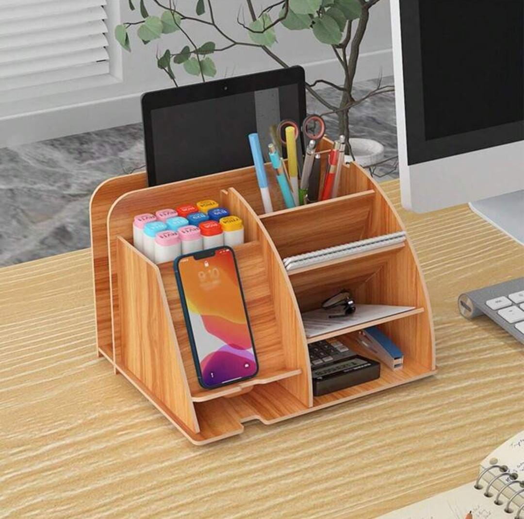 Wooden Desktop Organizer 8-Compartment