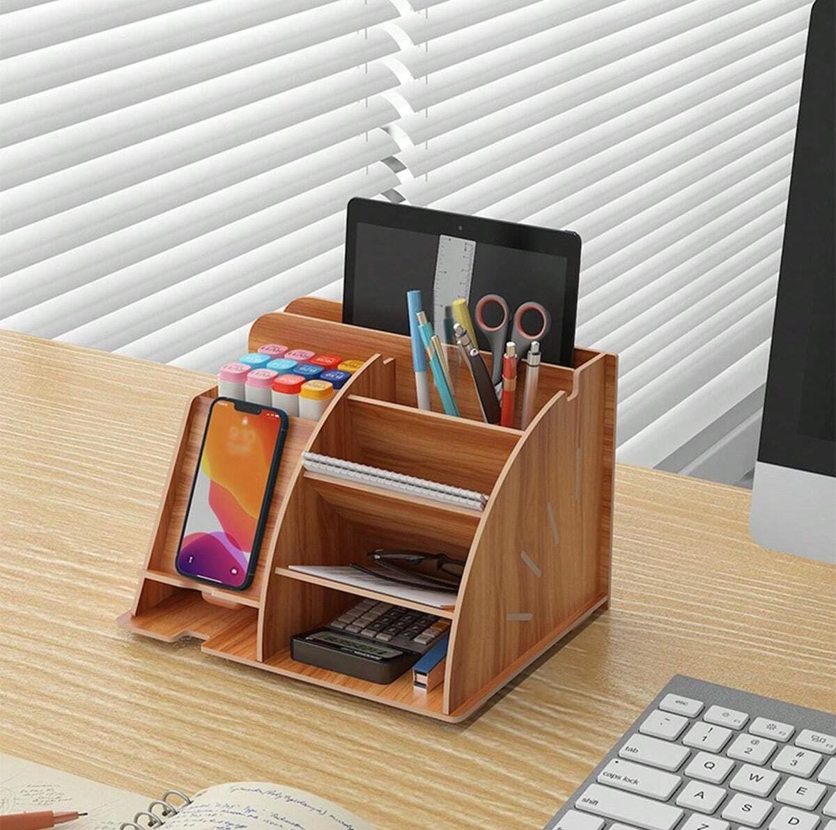 Wooden Desktop Organizer 8-Compartment