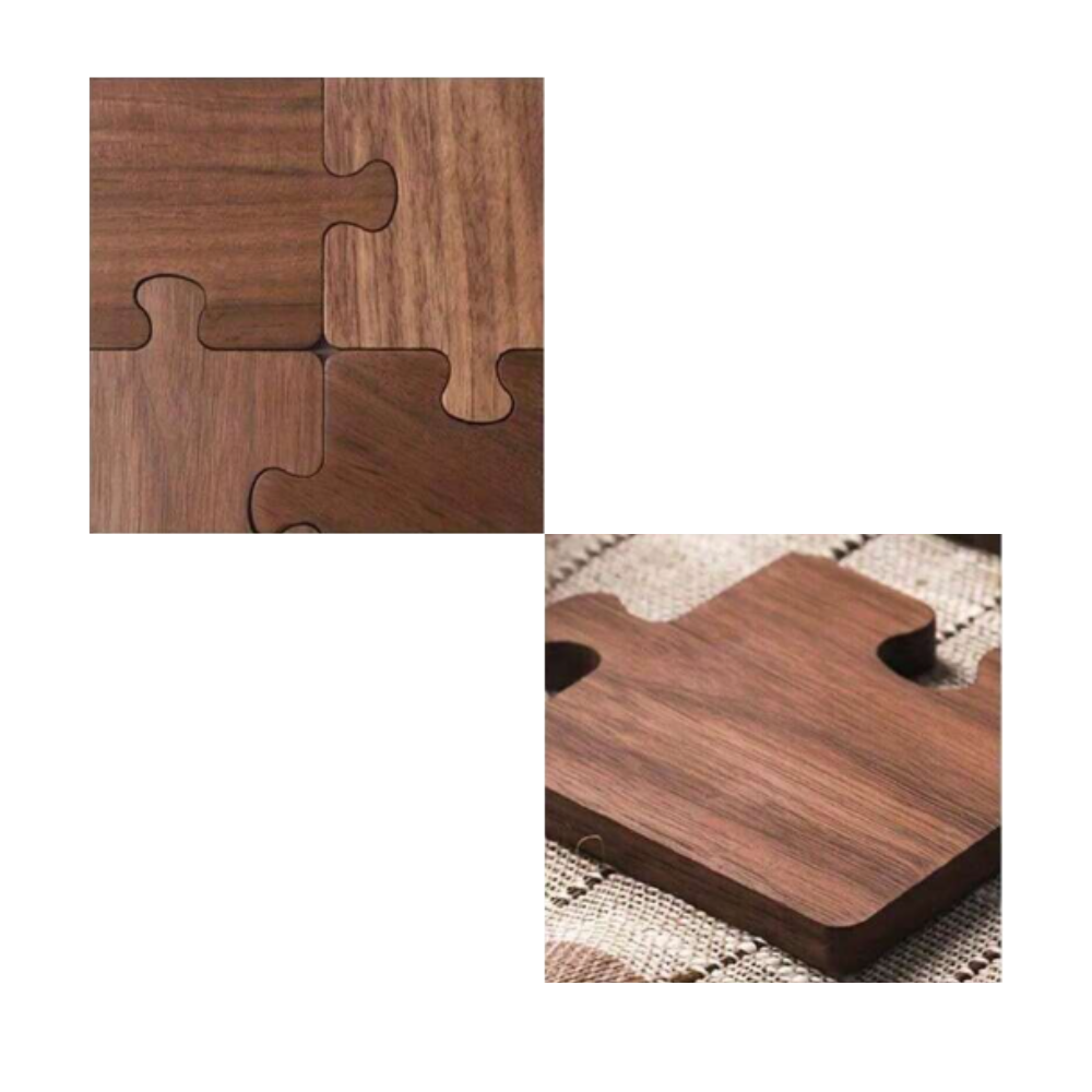 4-Piece Retro Puzzle Wooden Coaster Set