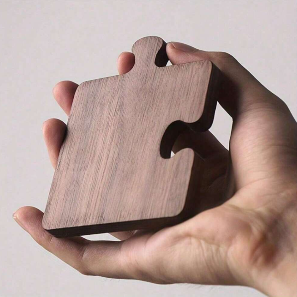 4-Piece Retro Puzzle Wooden Coaster Set