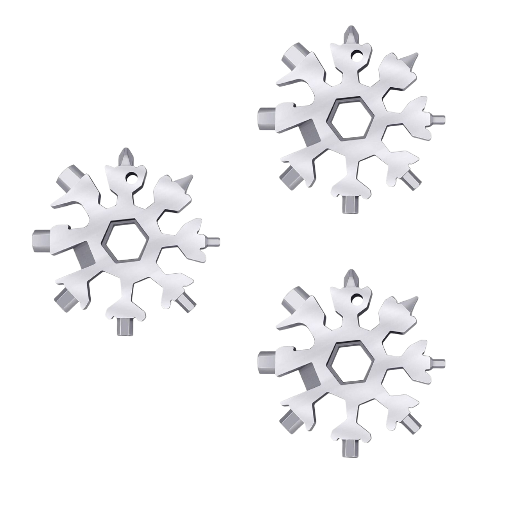 3-Pack 18-in-1 Snowflake Multi-tool Set - Stainless Steel Screwdriver & Wrench