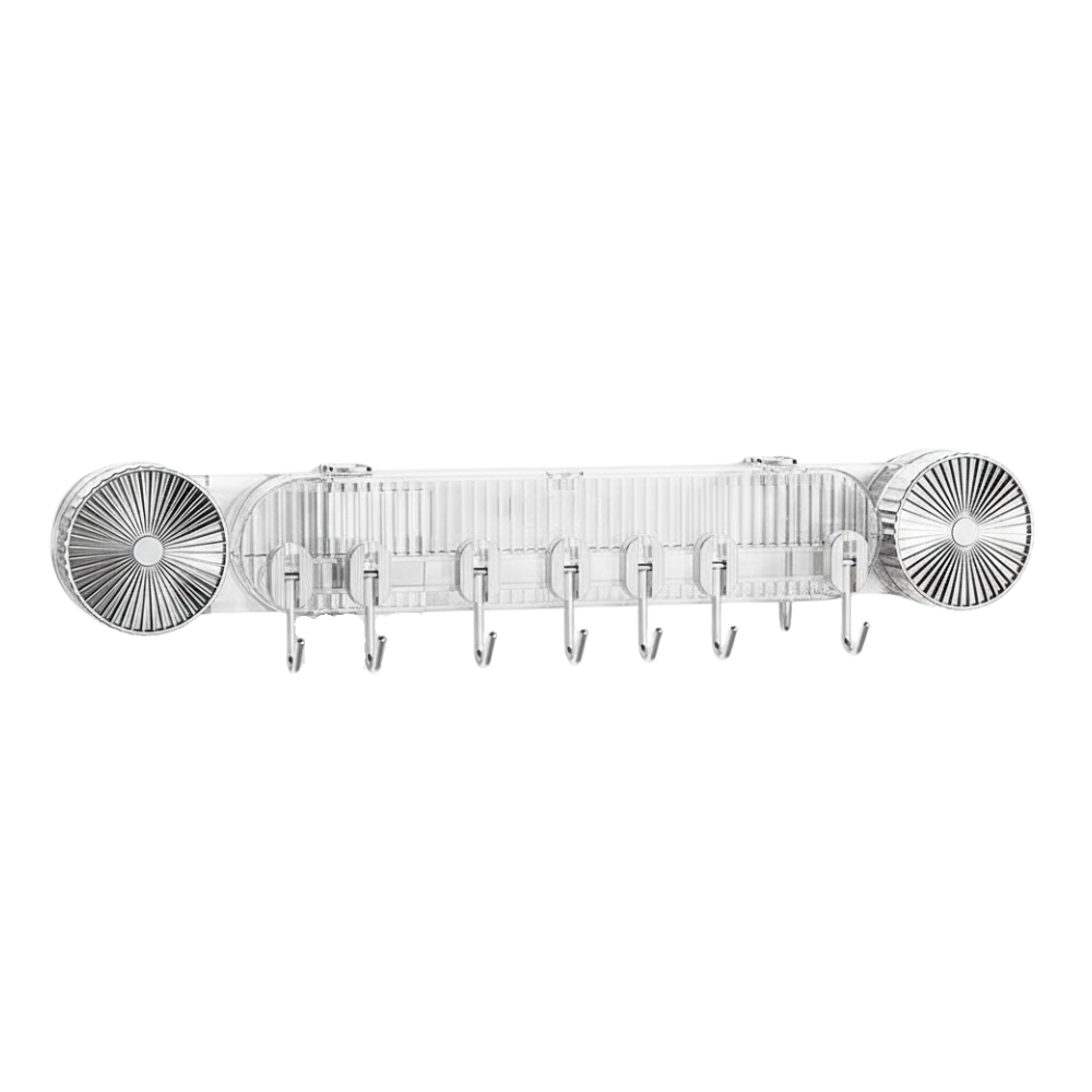 Wall Mount Kitchen Tools Holder with Suction Cups - Multi-Hook Utensil Organizer
