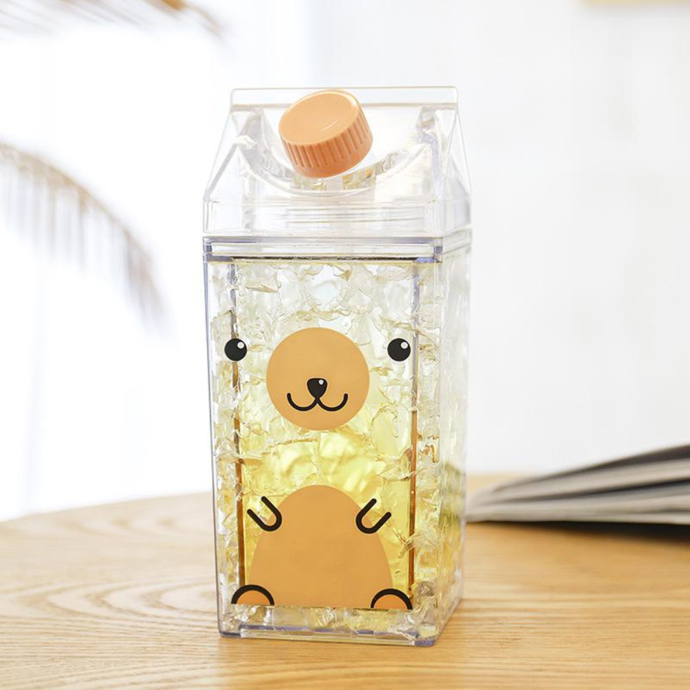 Cute Milk Carton Shaped Water Bottle – 400ml