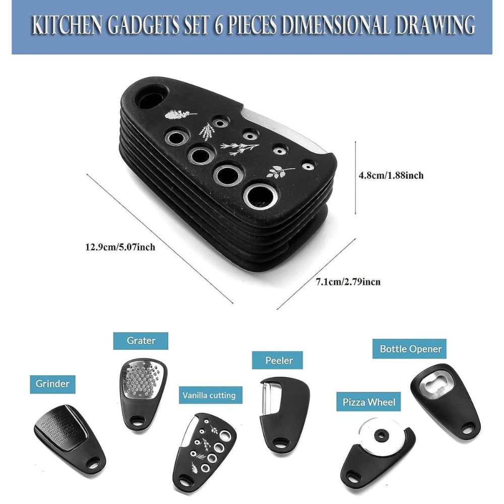 6pcs Kitchen Gadget Set - Multi-Function ABS Plastic Tools with Stainless Steel Blades DealRush