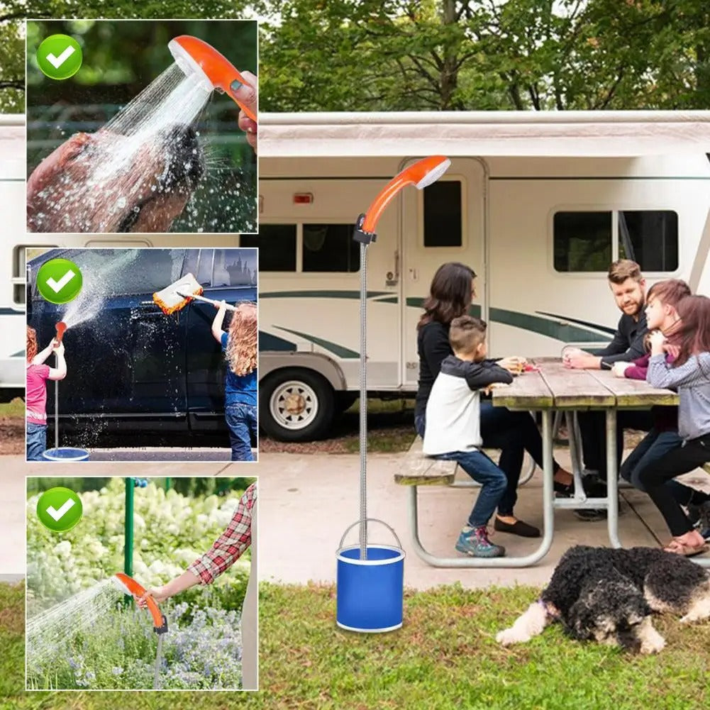 Portable Camping Shower Pump USB Rechargeable Outdoor Electric Shower Head